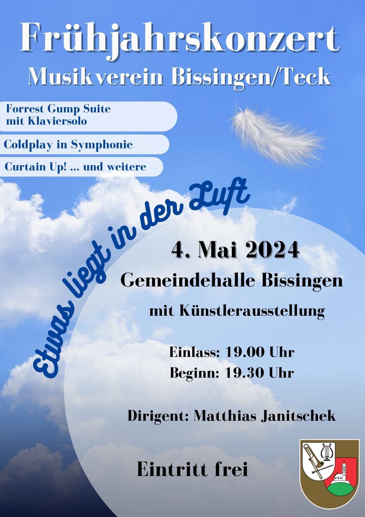 Plakat zum Frühjahrskonzert 2024 „Etwas liegt in der Luft“