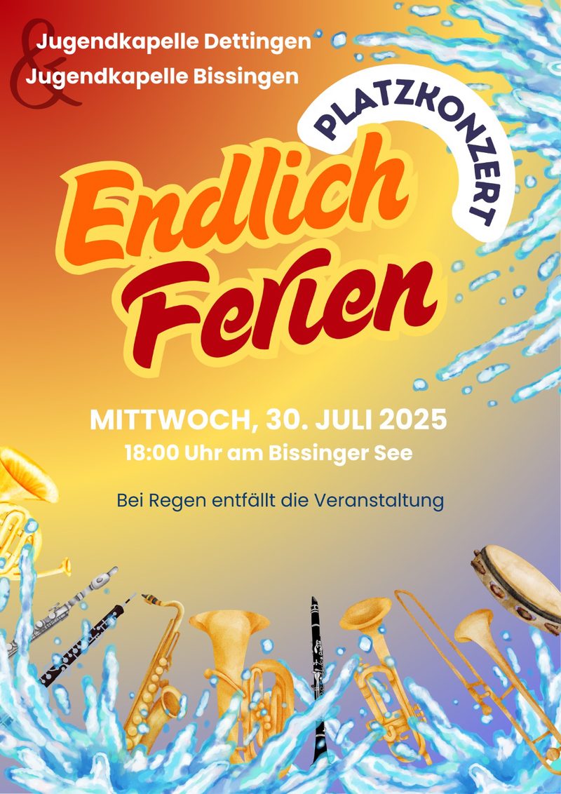 Plakat zum Platzkonzert der Jugendkapellen Dettingen und Bissingen