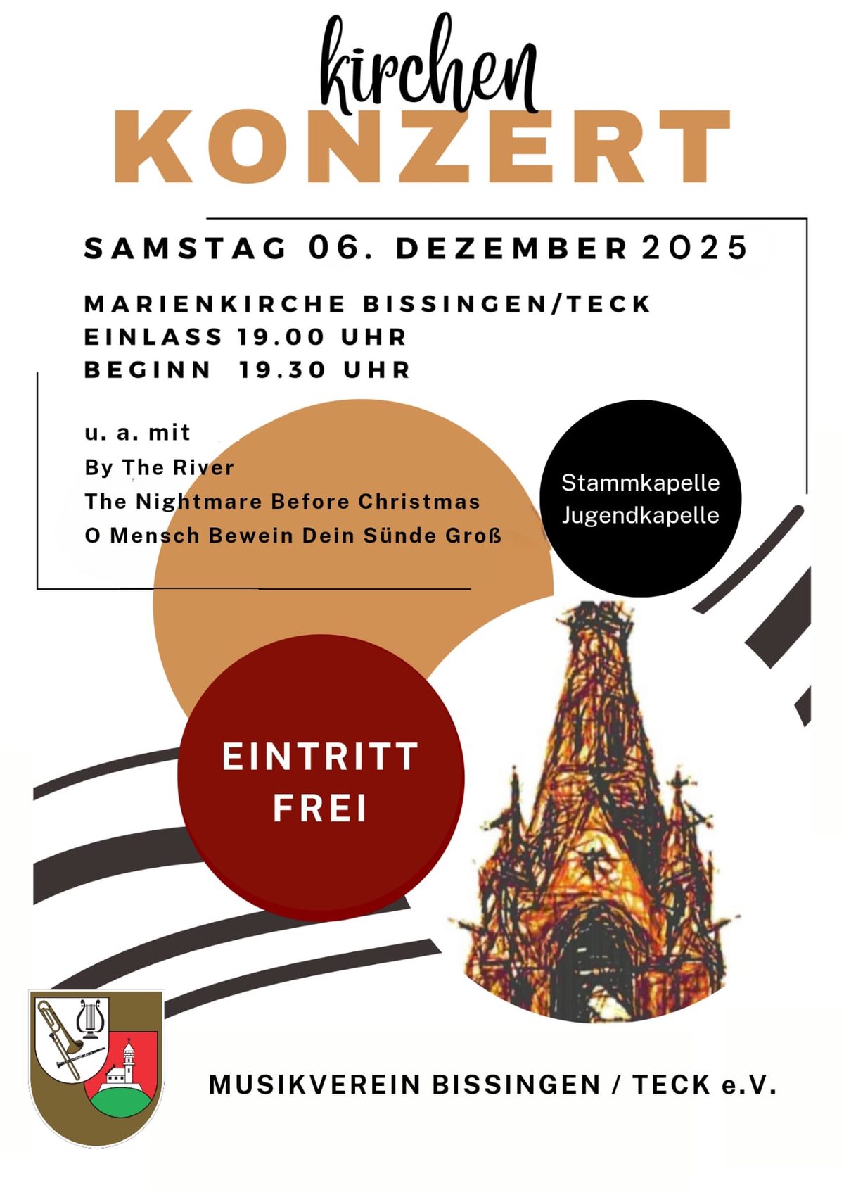 Plakat zum Kirchenkonzert am Samstag, 6. Dezember 2025, in der Marienkirche Bissingen